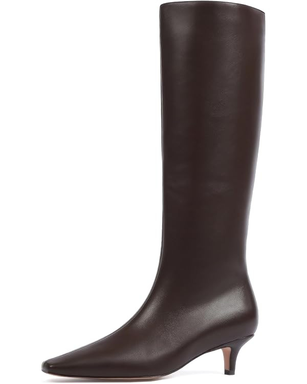 Modatope Knee High Boots for Women Square Toe Kitten Low Heel Tall Boots Faux Leather Fall Boots ... | Amazon (US)