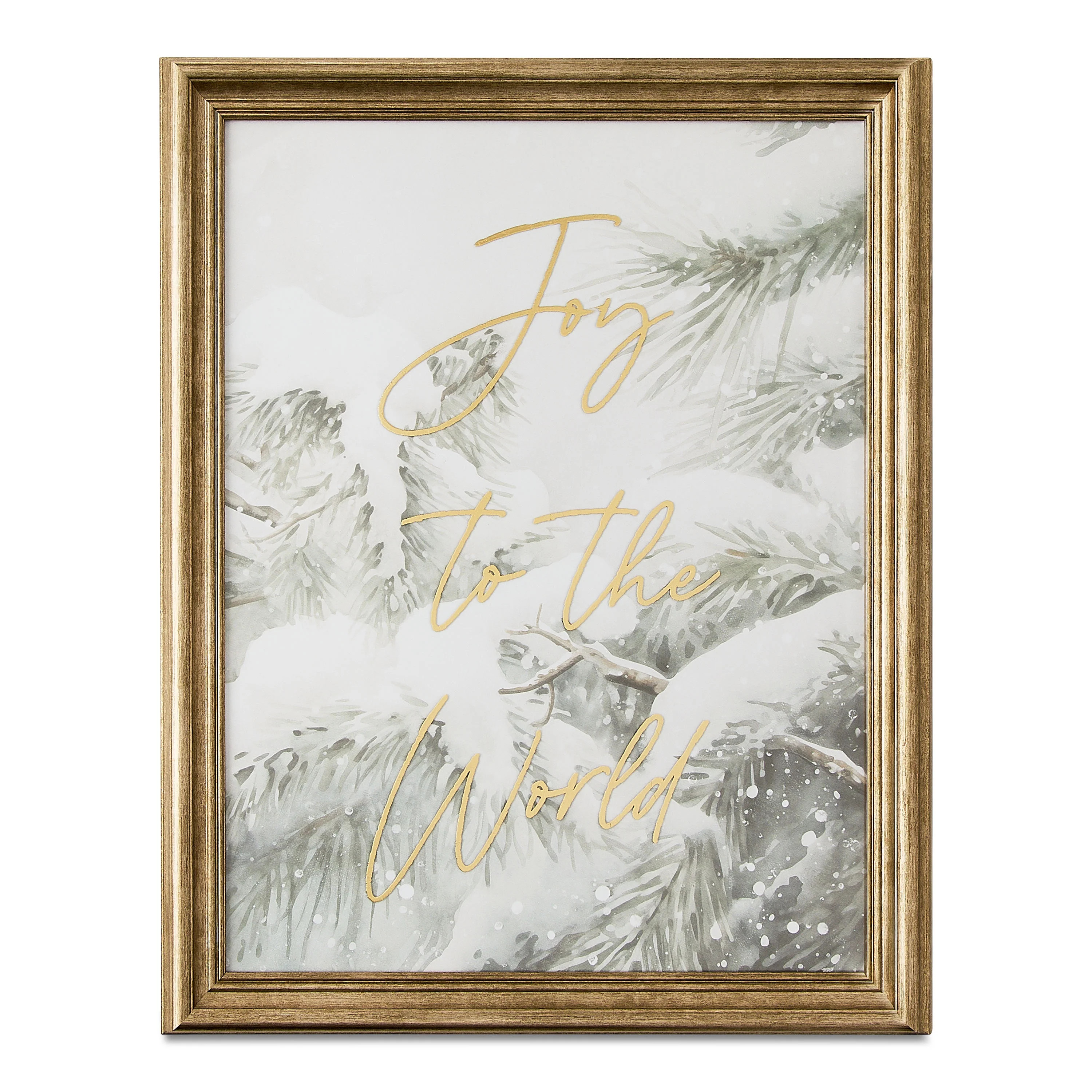Joy to the World Snowy Tree Framed Christmas Wall Art, 15" x 19", by Holiday Time | Walmart (US)