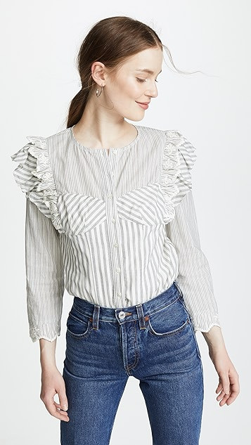 Long Sleeve Stripe Eyelet Top | Shopbop