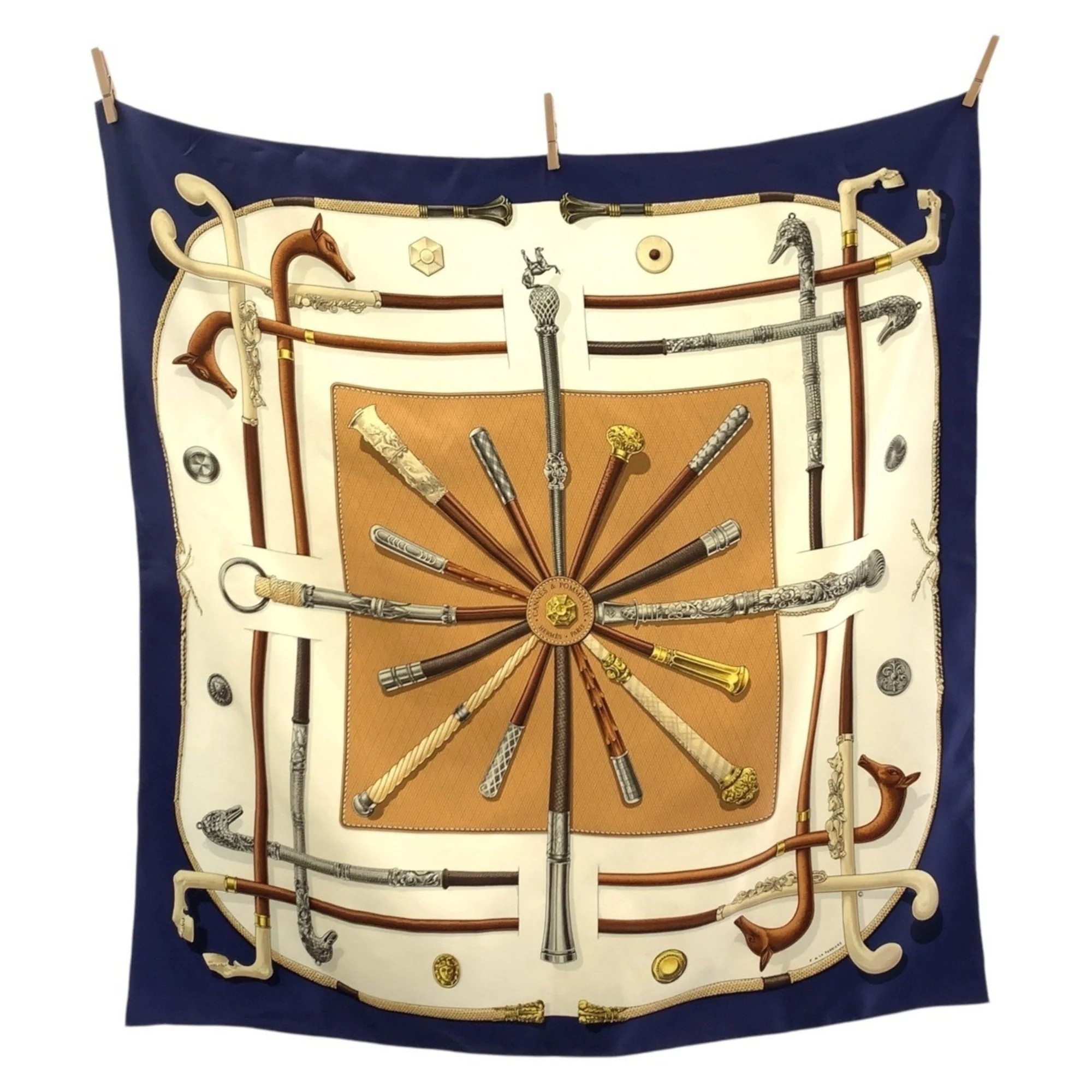 Hermes blue ivory Silk Scarf (Pre-Owned) | Shop Simon