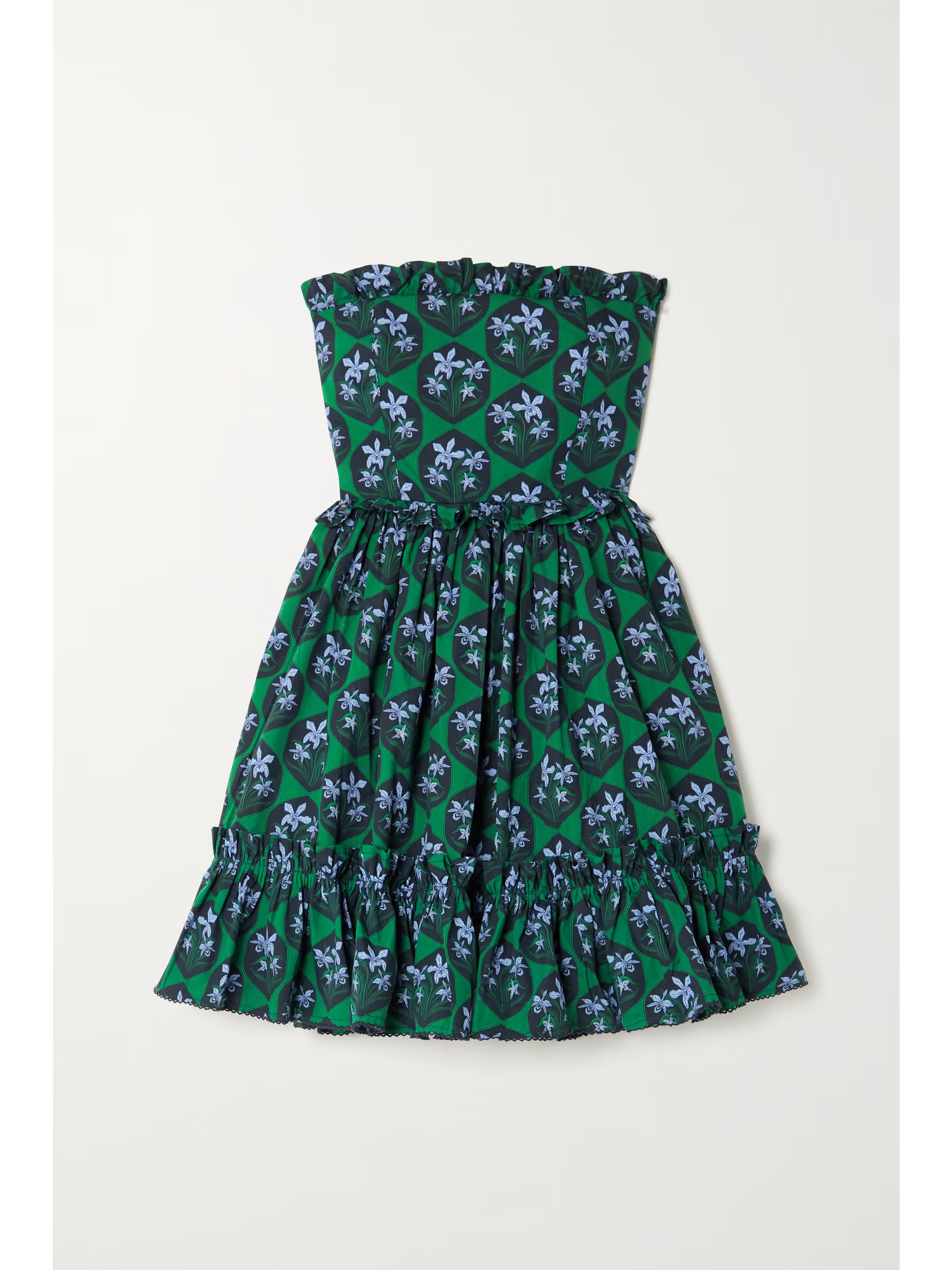 Rosa strapless ruffled floral-print cotton-poplin mini dress | NET-A-PORTER (US)