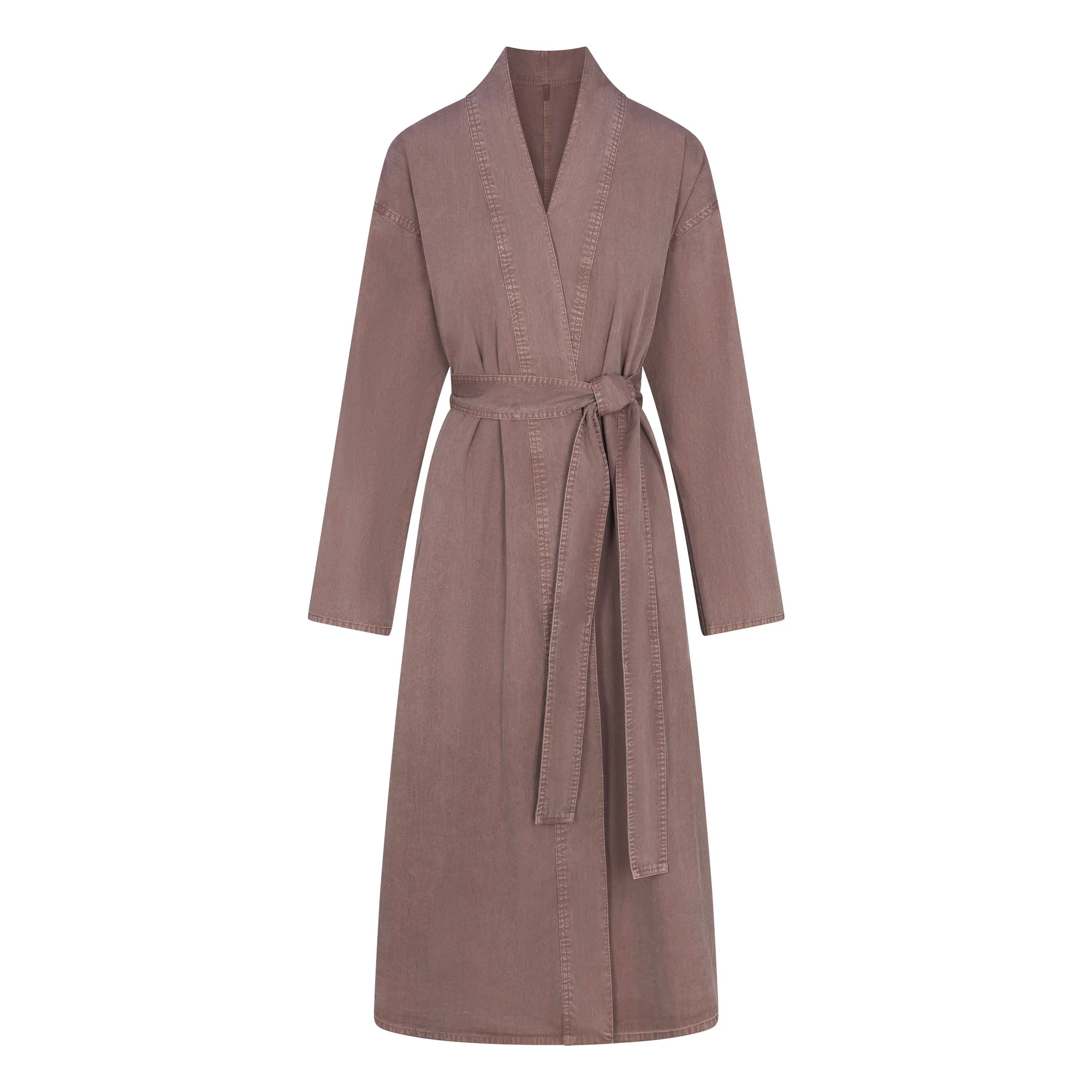 WOVEN LOUNGE LONG ROBE | UMBER | SKIMS (US)