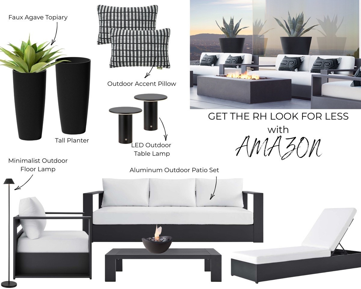 Get the RH patio look for less 🤍

Amazon came through with the sleek black frame, crisp white cushions, modern planters, accent pillows, and lighting to create that luxe outdoor vibe without the luxury price tag. 

Everything linked in my LTK for an elevated patio refresh on a budget. 

#LTKhome #LTKstyle #AmazonHome #PatioInspo #OutdoorLiving #ModernPatio #PatioDecor #RHInspired #AmazonFinds #OutdoorStyling #rhdupe

#LTKSeasonal #LTKHome