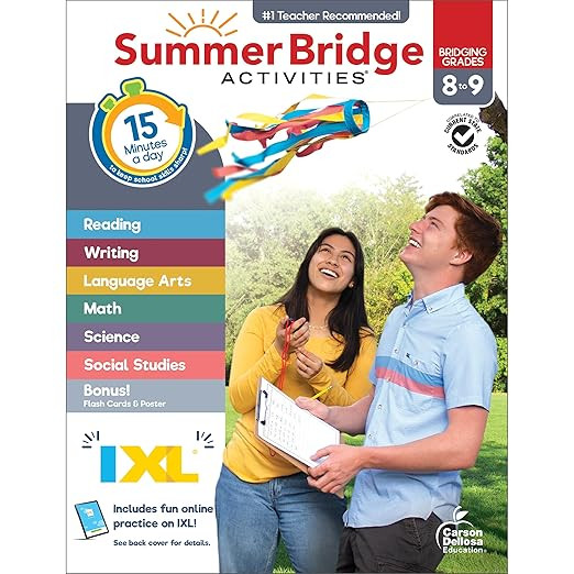 Summer Bridge Activities 8th to 9th Grade Workbooks All Subjects, Middle School Books With Math, ... | Amazon (US)