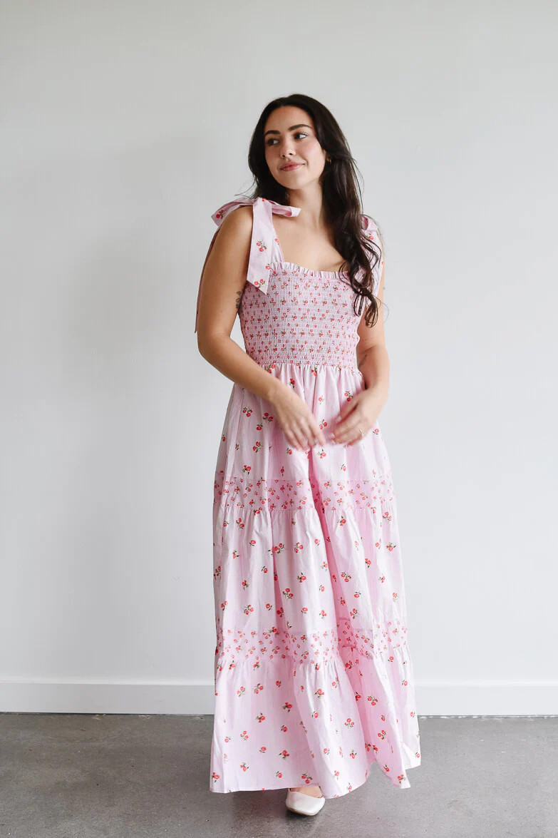 Love Letters Pink and Red Rose Maxi Dress | Confête