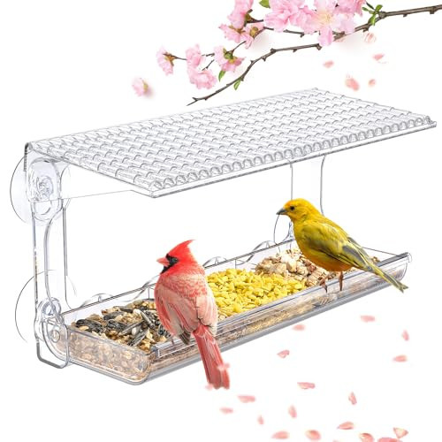 SUNALLY Window Bird Feeder for Outdoors, Clear Bird Feeders Window Mounted with Strong Suction Cups, Transparent Birds House Outside Wild Watching for Garden, Yard, Elderly Kids Viewing | Amazon (US)