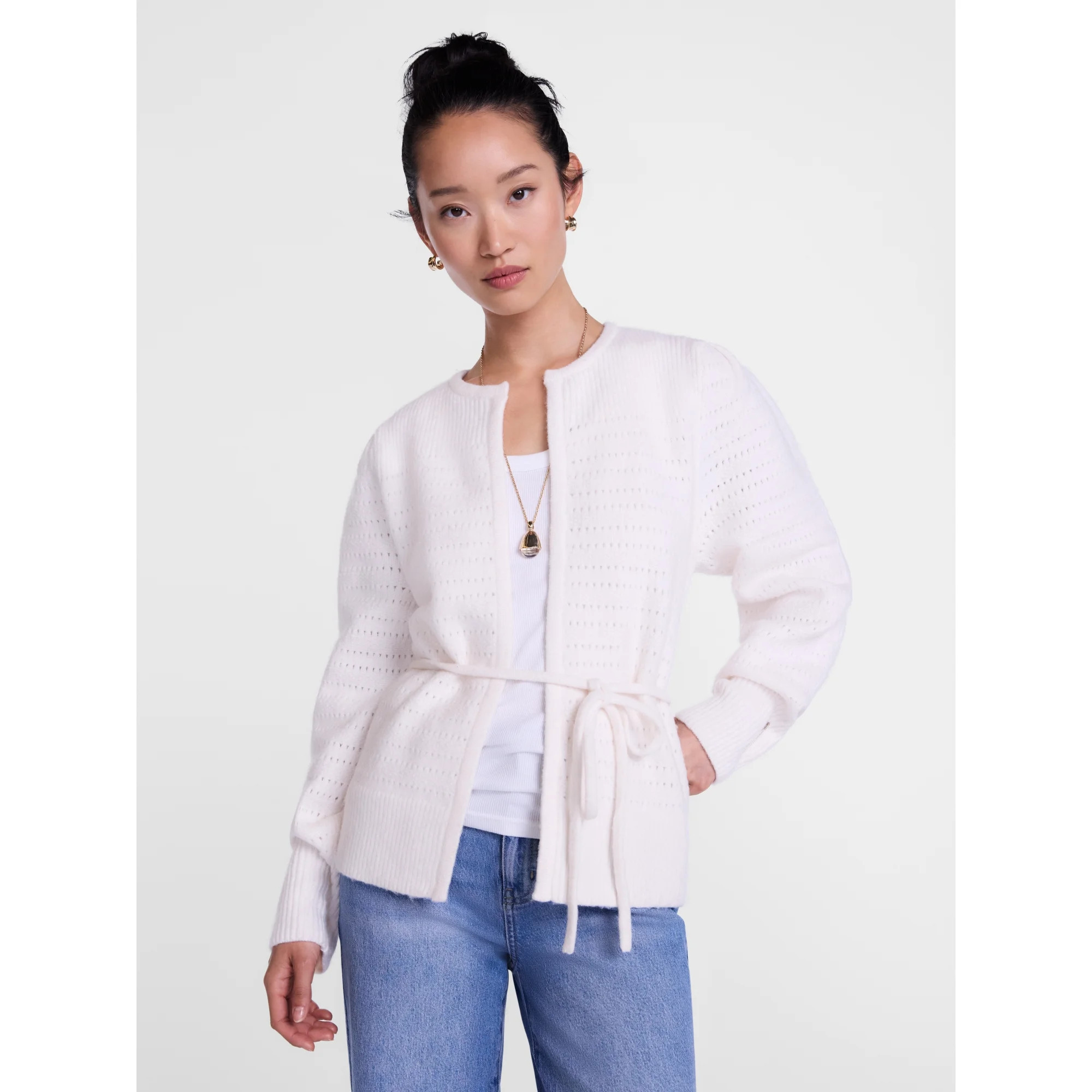 Scenario Women's and Women's Plus Open Tie Cardigan Lightweight Sweater with Long Sleeves, Sizes XS-4X | Walmart (US)
