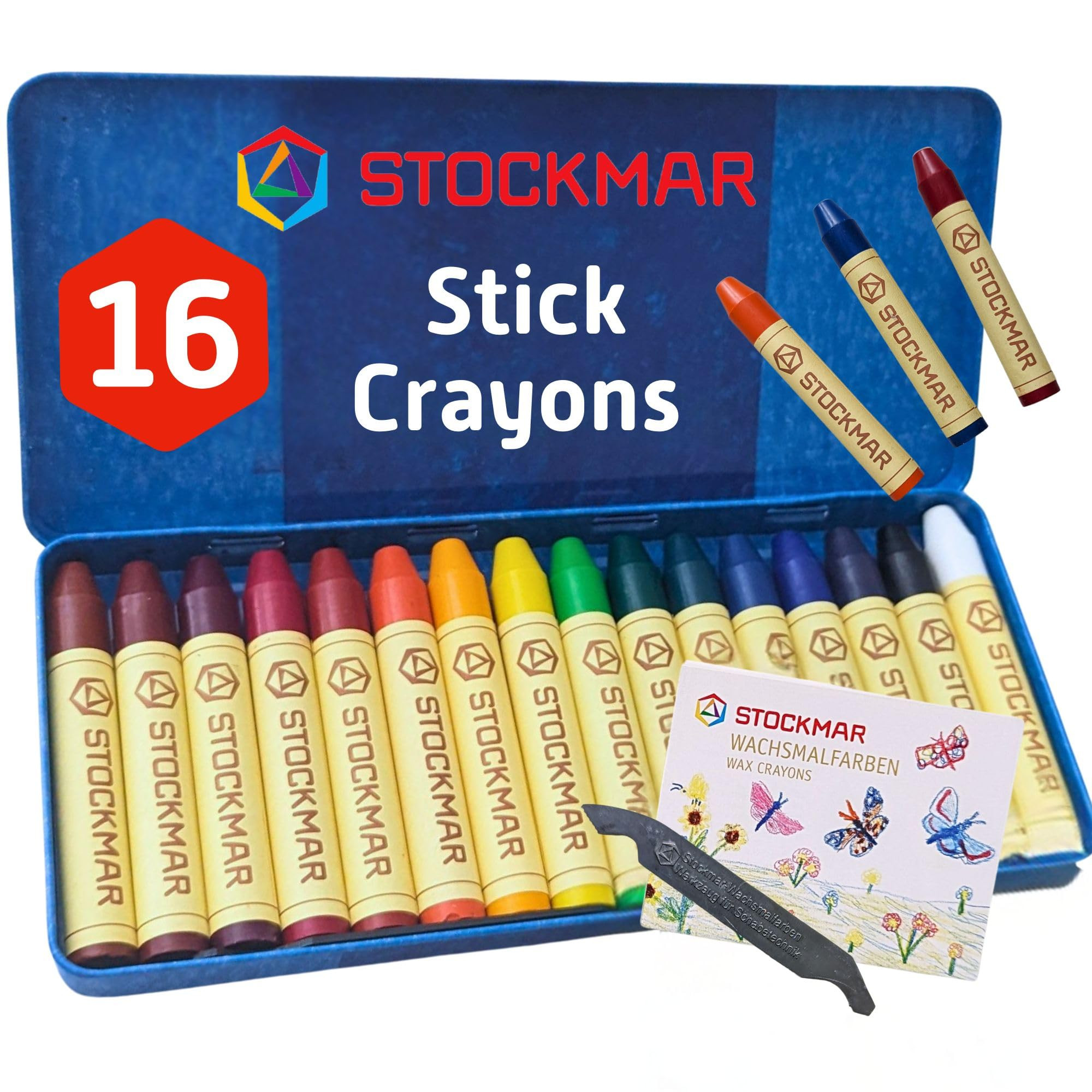 Stockmar Beeswax Stick Crayons – Set of 16 Artist-Grade Drawing Media, Non-Toxic Beeswax Crayon... | Amazon (US)