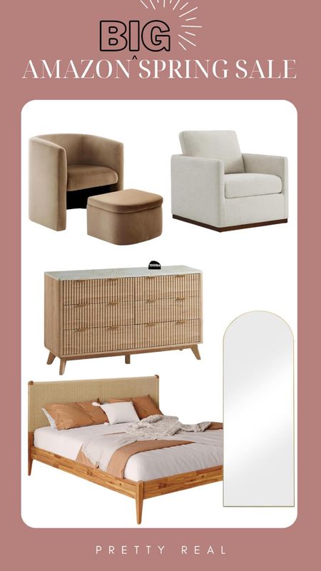 Amazon big spring sale! Living room or bedroom chairs, fluted dresser (check the review photos 😍), arch mirror, paper rope natural bed, home, living room bedroom 

#LTKhome #LTKsalealert