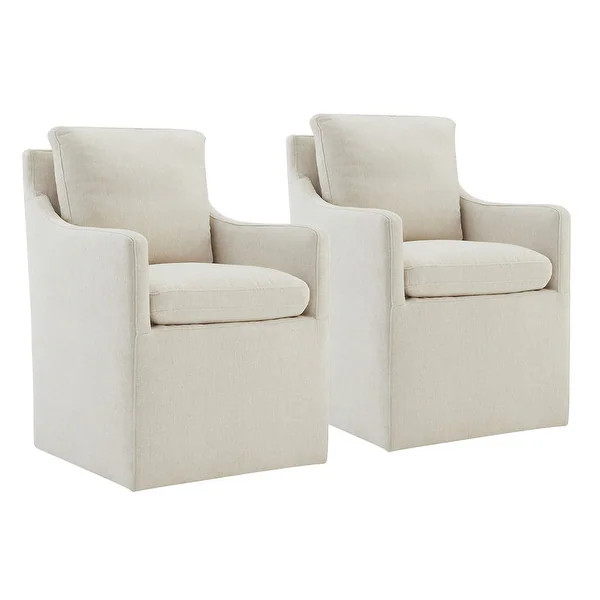 Hailey Dining Arm Chair with Caster Wheels for Kitchen Fabric - Set of 2 - Linen-Fabric | Bed Bath & Beyond