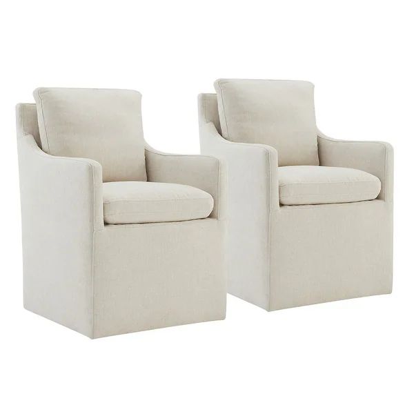 Hailey Dining Arm Chair with Caster Wheels for Kitchen Fabric - N/A - Set of 2 - Linen-Fabric | Bed Bath & Beyond