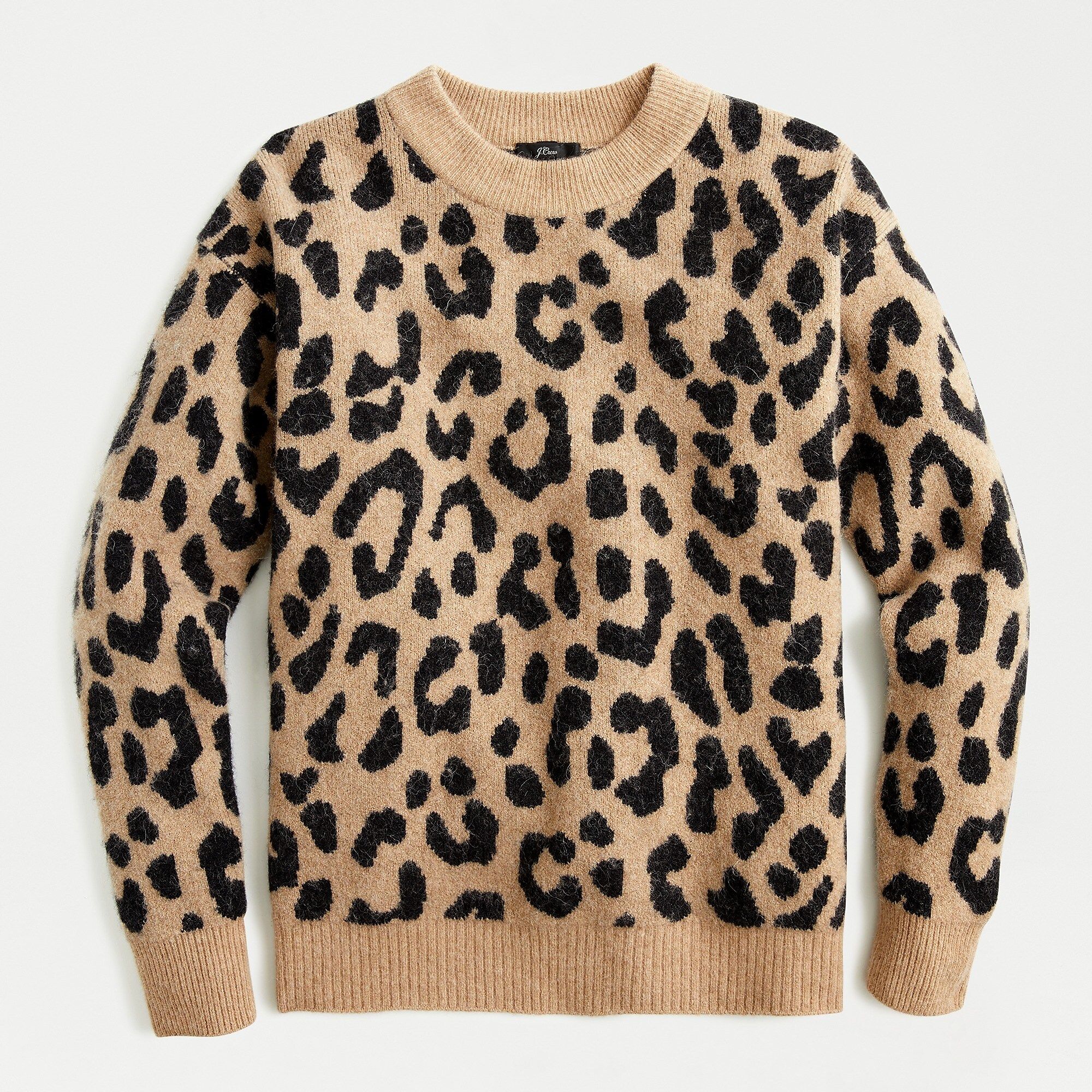 Crewneck leopard print sweater in supersoft yarn | J.Crew US