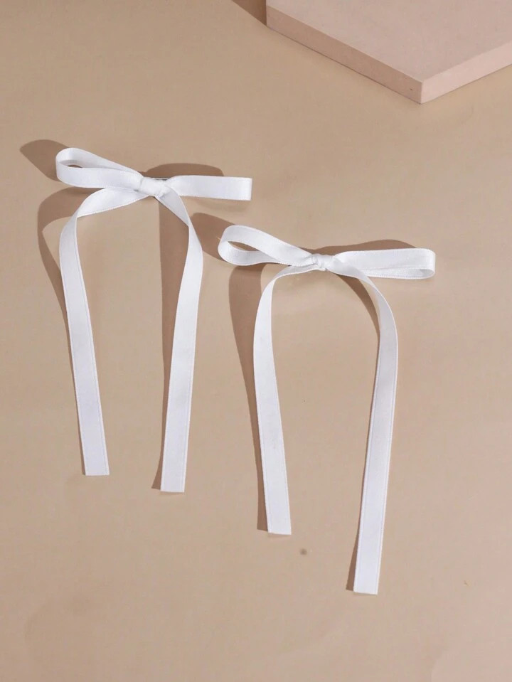 2pcs Ballet Style Women's Simple Ribbon Bow Hair Clip, Suitable For Any Occasion4.96(100+) | SHEIN
