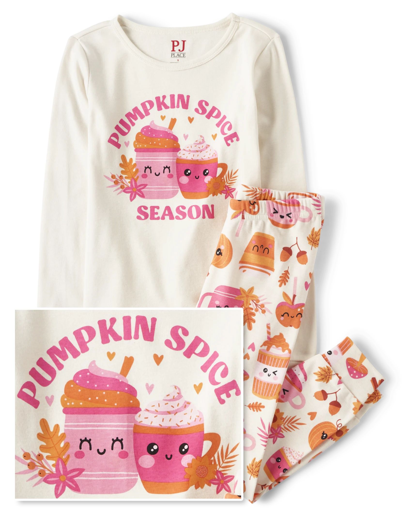 Girls Pumpkin Spice Season Snug Fit Cotton Pajamas - little lamb | The Children's Place
