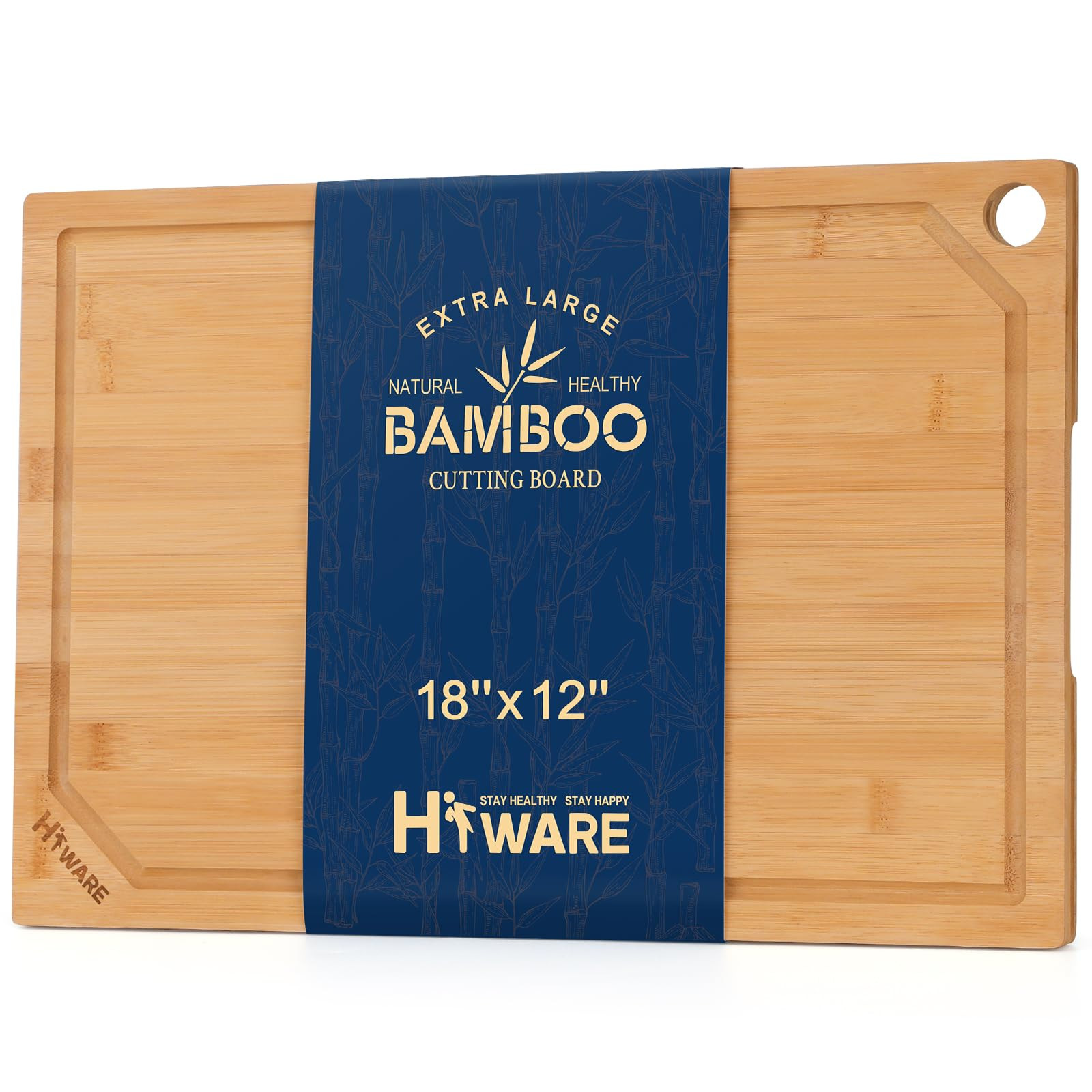 Hiware Extra Large Bamboo Cutting Board for Kitchen, Heavy Duty Wood Cutting Board with Juice Gro... | Amazon (US)