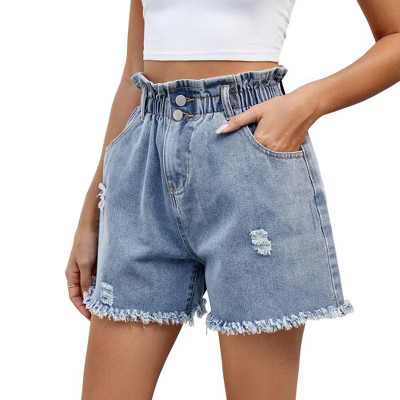 Womens Denim Shorts Mid Rise Body Fashion Waisted Edging Jean | Target