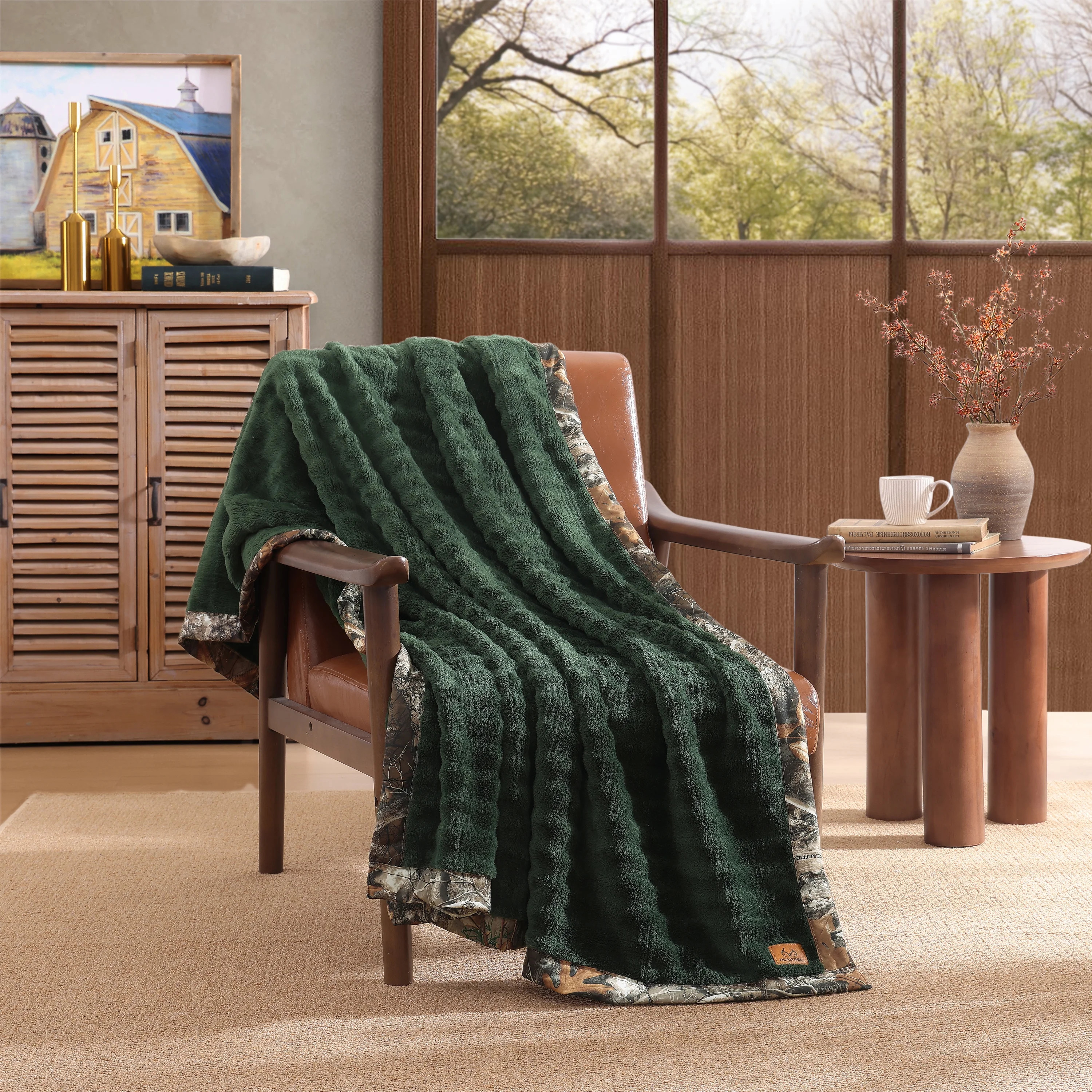 Realtree Adult Throw Blanket 50" x 60" Jacquard Plush Solid Green W/Binding | Walmart (US)