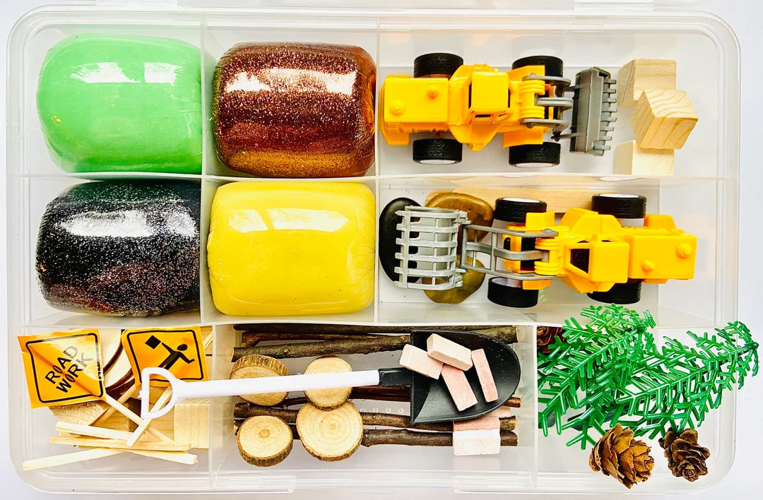 Construction Play Dough Kit  Wood Scoop Play Dough Kit - Etsy | Etsy (US)