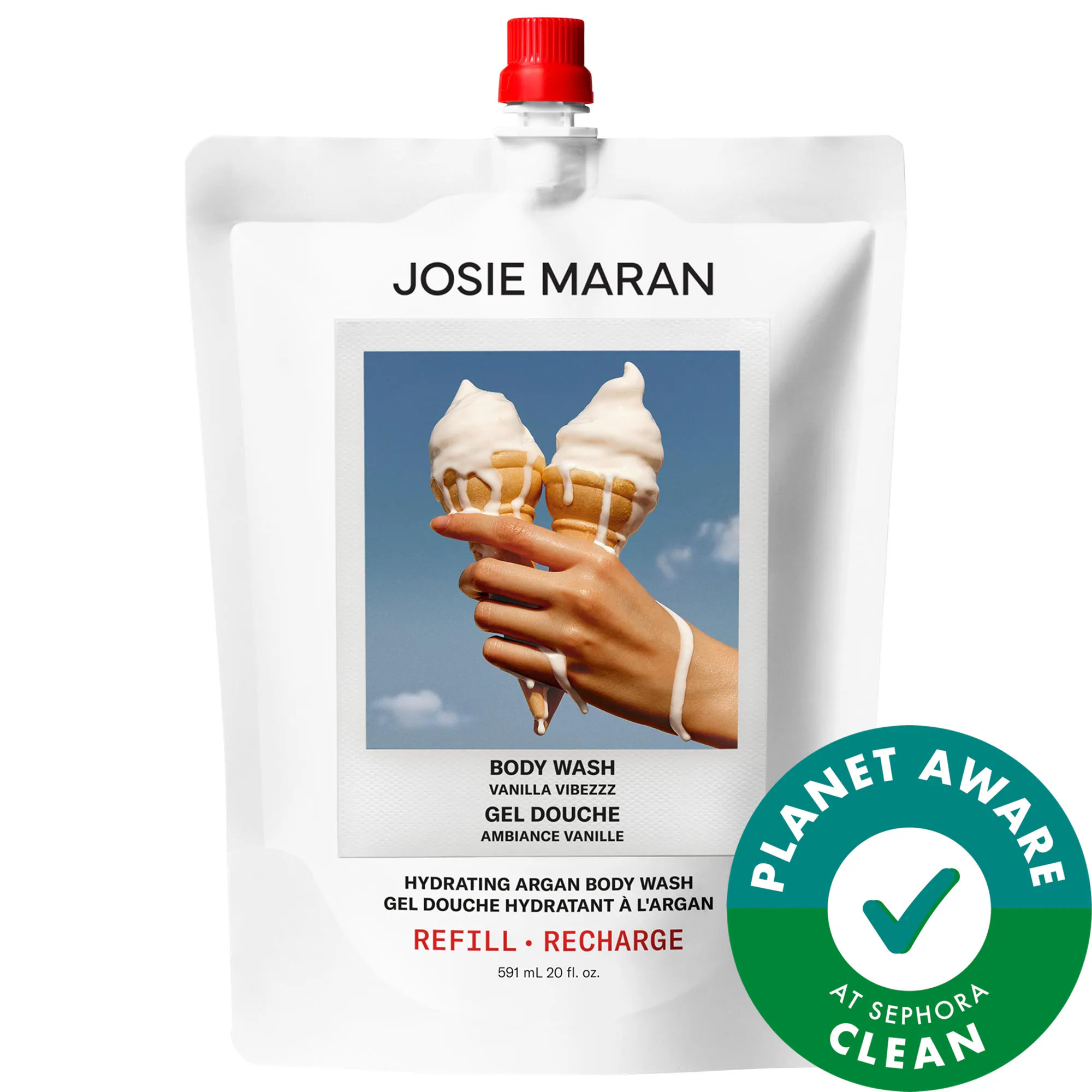 JOSIE MARAN Vanilla Vibezzz - Hydrating + Cleansing Argan Refillable Body Wash 20 oz/591 mL | Sephora (US)
