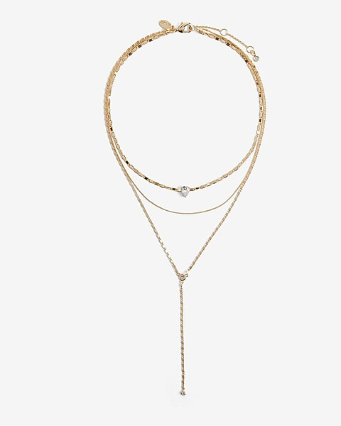 3 Row Rhinestone Pendant Y Necklace | Express