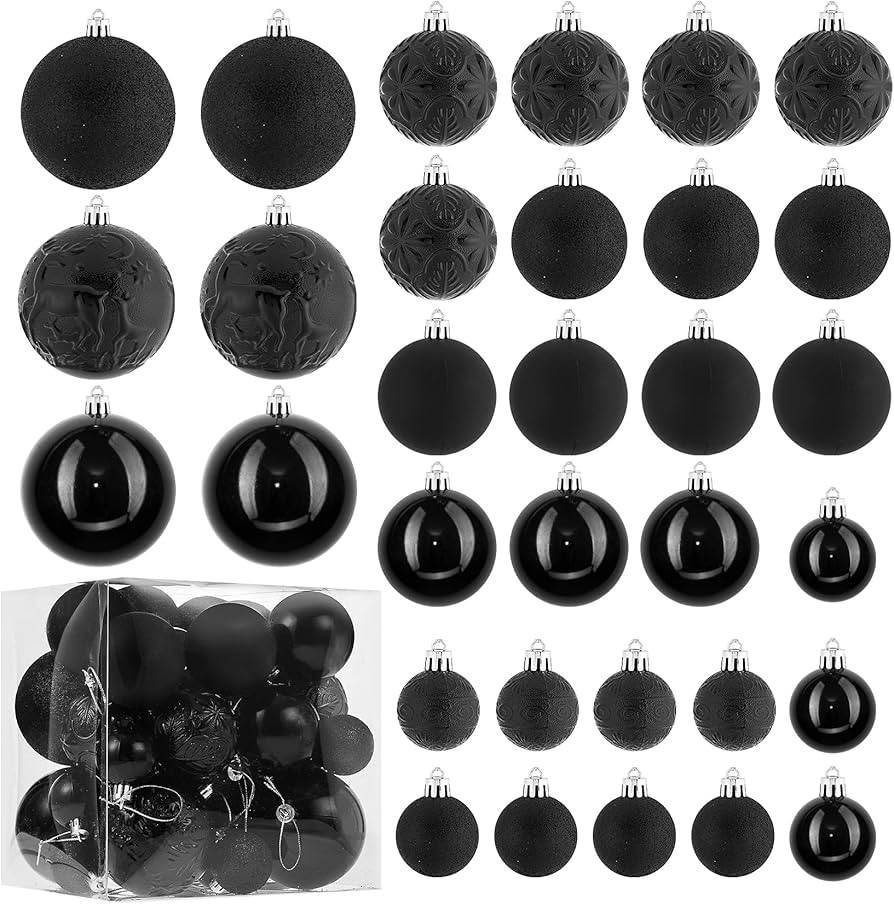 Christmas Ornaments for Xmas Trees,Black Shatterproof Christmas Ball Ornaments | Amazon (US)