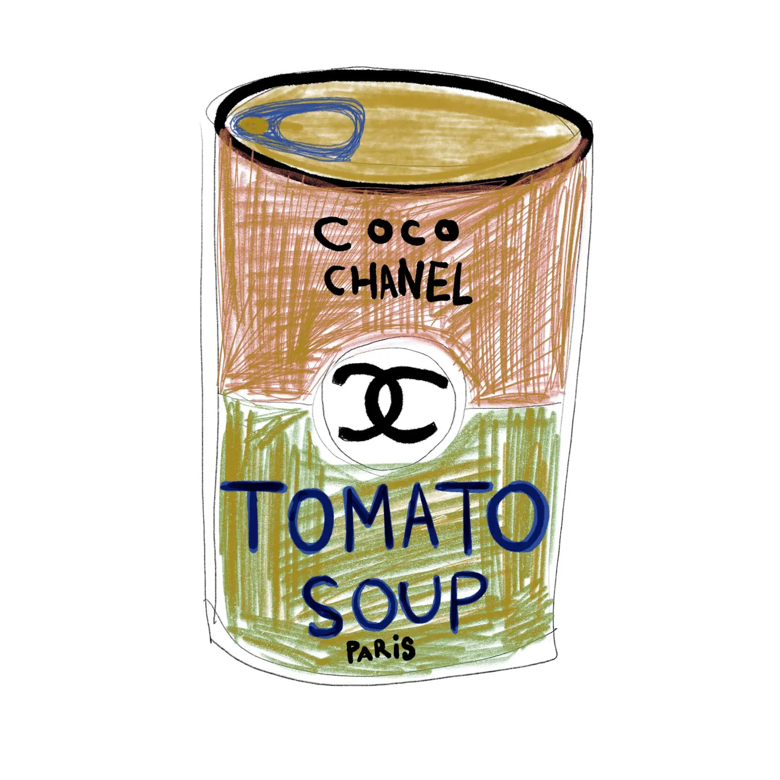 "Coco Chanel Tomato Soup Can" Original Print by Annie Naranian | Chairish