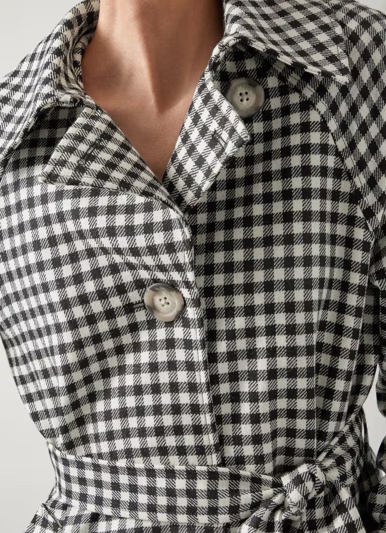 Alexa Black & Cream Gingham Virgin Wool Trench | L.K. Bennett (UK)