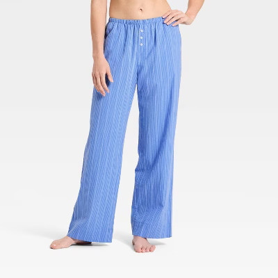 Women's Striped Cotton Blend Pajama Pants - Auden™ Blue S Short | Target