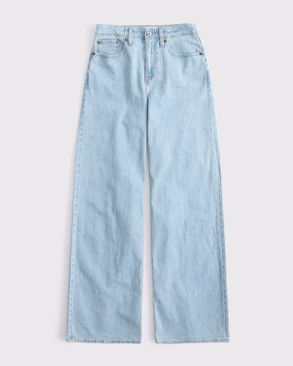 Linen-Blend High Rise Wide Leg Jean | Abercrombie & Fitch (US)
