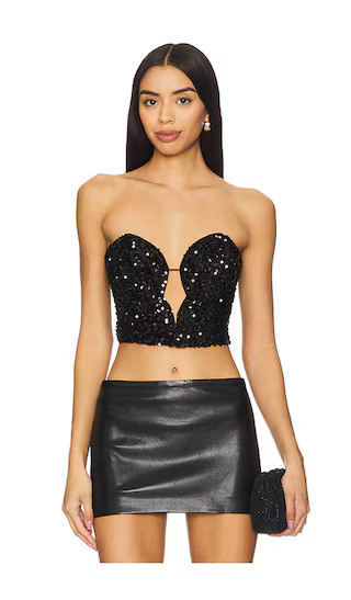 Eleni Velvet Sequin Bustier in Black Sequin | Revolve Clothing (Global)