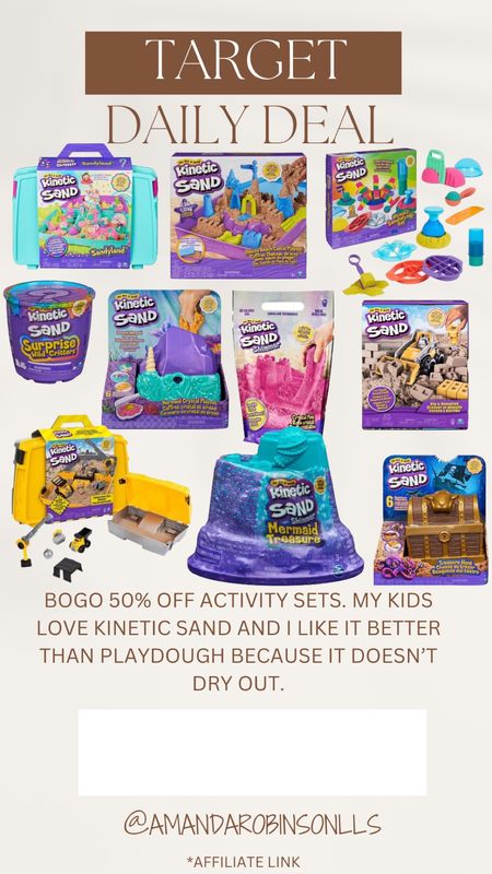 Target Daily Deals
Kinetic sand BOGO 50% off

#LTKkids #LTKsalealert