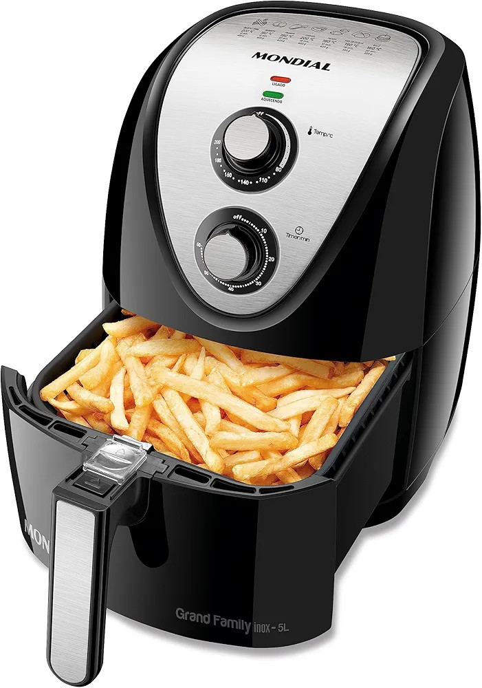 Fritadeira Sem Óleo Air Fryer 5L, Mondial, Preto/Inox, 1900W, 110V - AFN-50-BI | Amazon (BR)