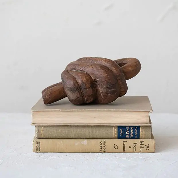 Carved Reclaimed Wood Knot Tabletop Accent Piece | Antique Farm House