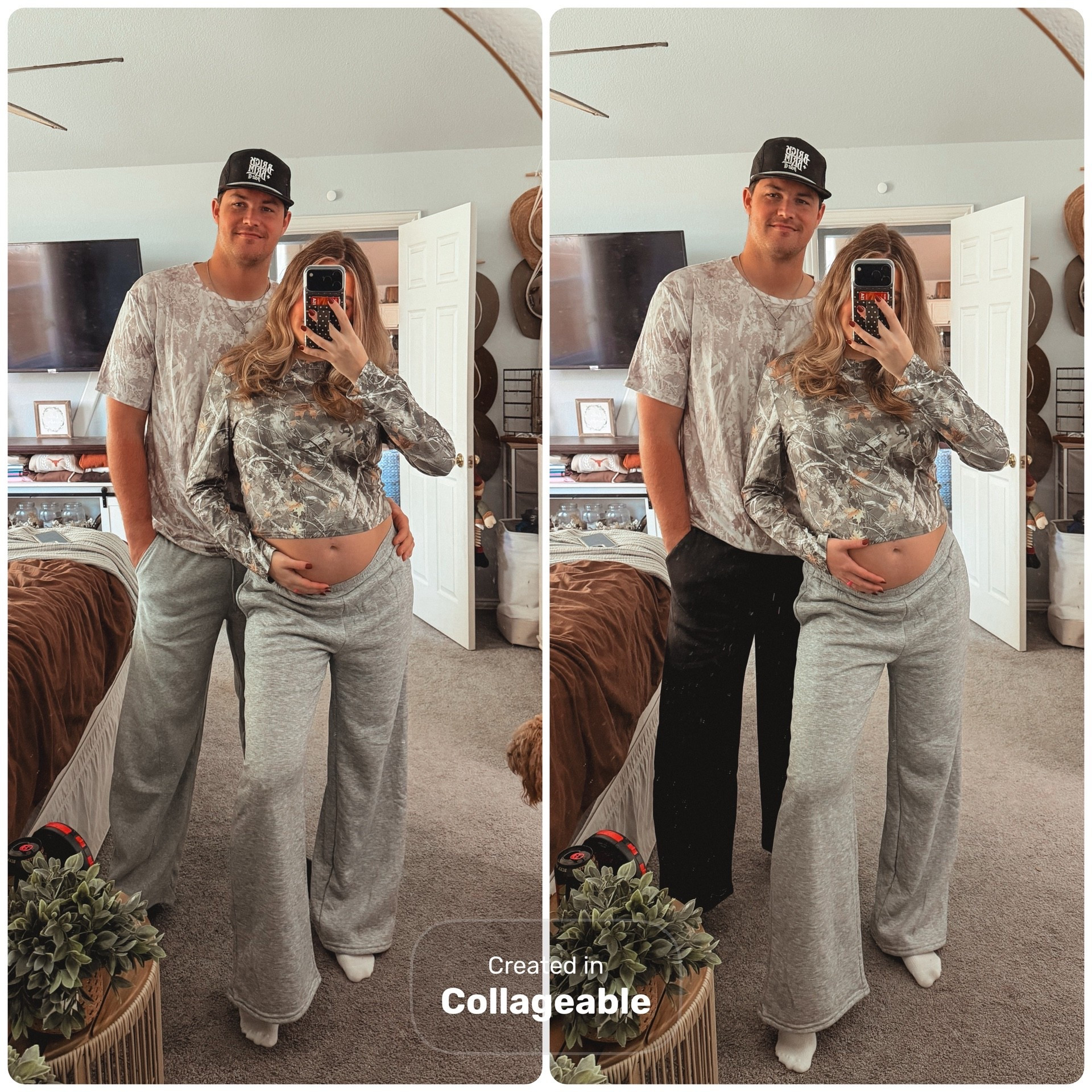 Couples matching outfit. Camo top. Sweatpants. Maternity. Fleece lined sweats. Hunter wife 

#LTKFindsUnder100 #LTKootd #LTKBump