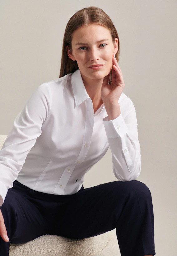 Women Non-iron Fil a fil Shirt Blouse white | Seidensticker | Seidensticker (DE)
