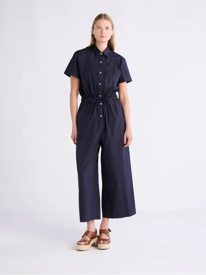 Free Assembly Women's Cropped Cotton Utility Jumpsuit, Sizes XS-XXL | Walmart (US)
