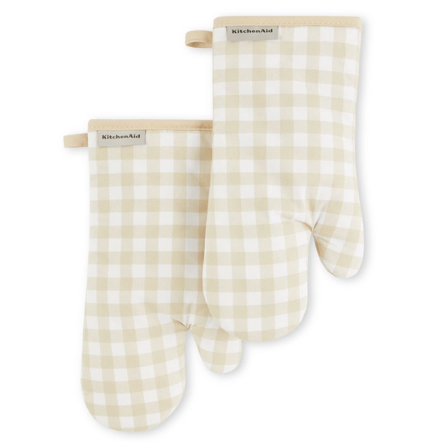 KitchenAid Gingham Oven Mitt 2-Pack Set, Milkshake, 7"x13" | Amazon (US)