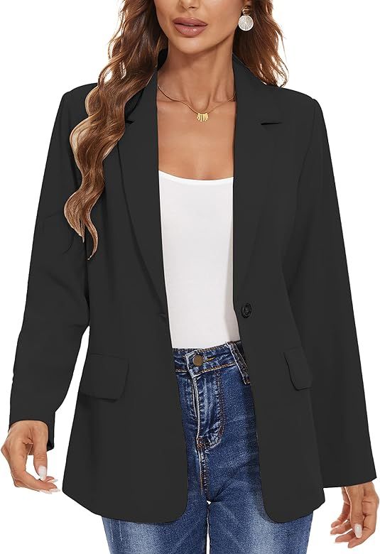 Women's Casual Blazers Long Sleeve Open Front Lapel Collar Work Office Blazers Jacket with Pocket... | Amazon (US)
