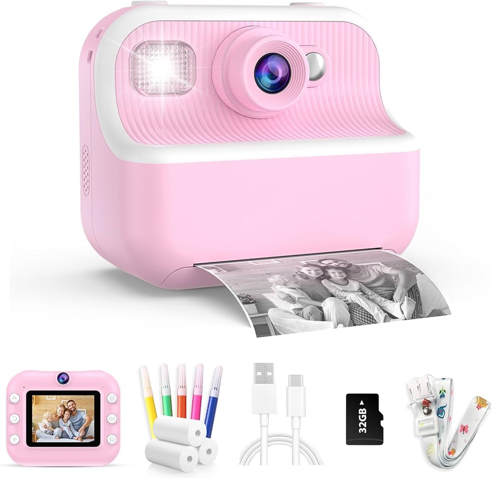 Kids Camera Instant Print,1080P HD Instant Photo Camera Christmas Birthday Gifts for Girls Age 3-... | Amazon (US)
