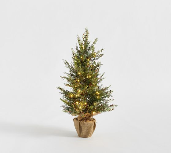 Faux Lit Cedar Berry Pine Tree | Pottery Barn (US)