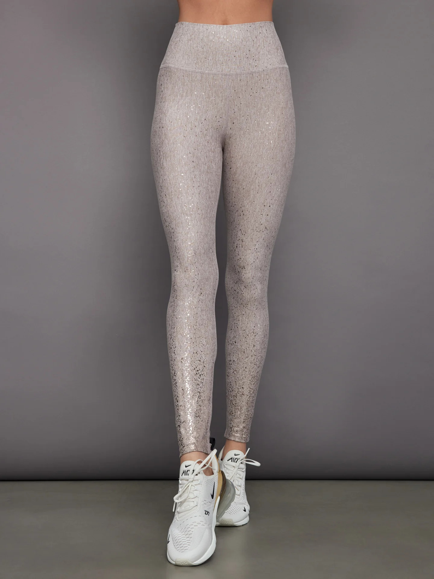 Foil Legging in Melt - Oatmeal Heather with Rose Gold Foil | Carbon38