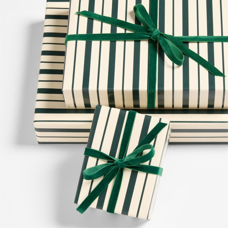 Green Stripe Holiday Gift Wrap | Crate & Barrel | Crate & Barrel
