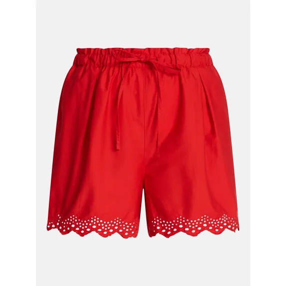 Time and Tru Women's Eyelet Trim Shorts, Sizes XS-XXXL | Walmart (US)