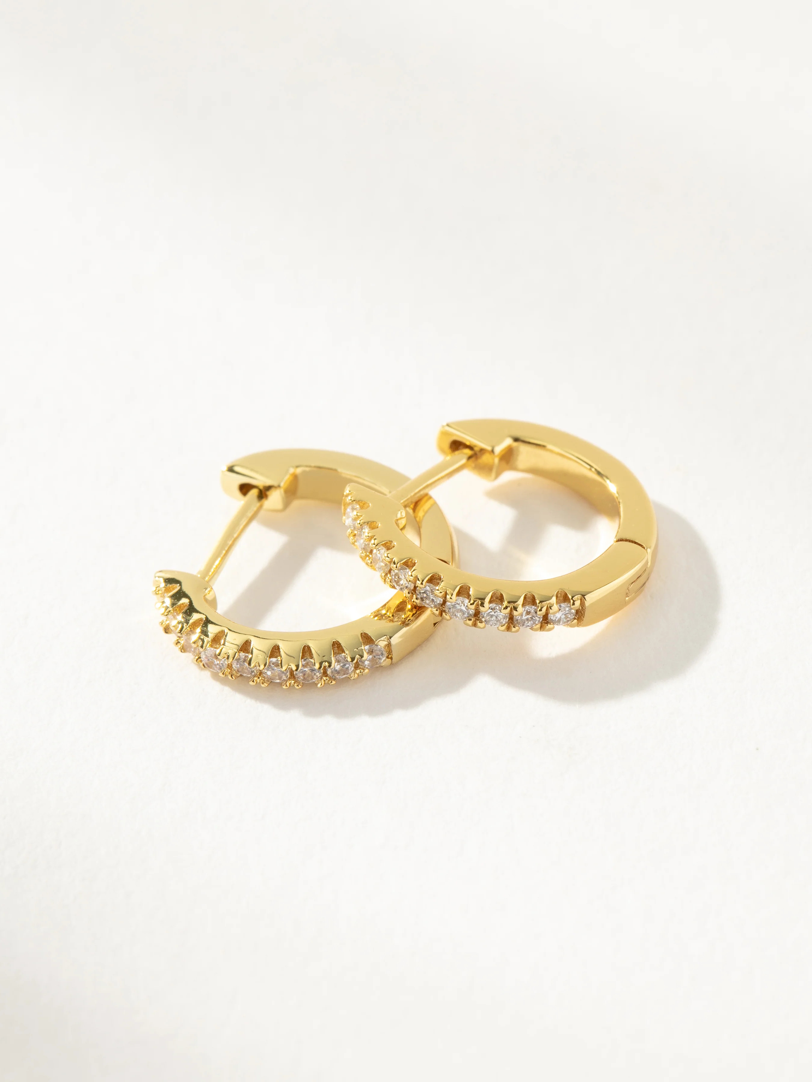 Gold Tiny Pavé Huggie Earrings | Small Gold Hoops | Uncommon James | Uncommon James