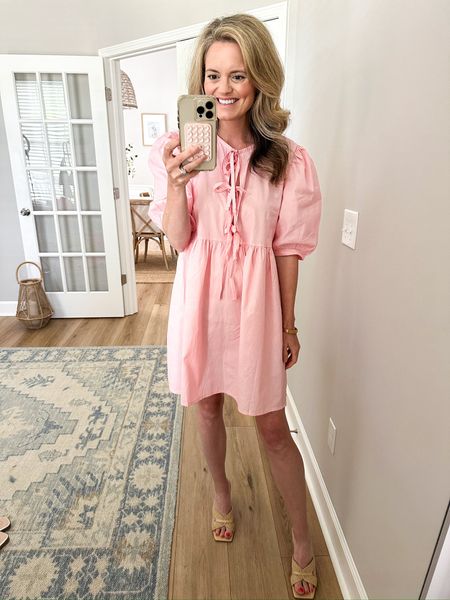 I love the tie details and puff sleeves of this pink dress! Perfect for summer occasions like a baby shower or date night. 

#LTKSeasonal #LTKFamily #LTKBaby