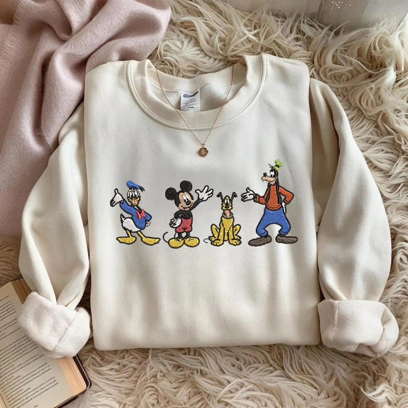 EMBROIDERED Mickey Mouse Friends Sweatshirt, Disney Characters Crewneck, Vintage Cartoon Sweater,... | Etsy (US)