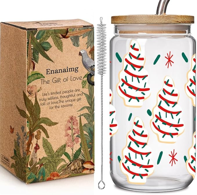 Christmas Cake Tree 16oz Iced Coffee Cup Gift for Women Men Friends, Practical Birthday Gift, Xma... | Amazon (US)