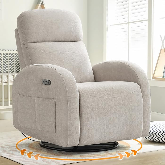 Nursery Glider Recliner, Power Swivel Rocking Recliner with USB & Type-C Port, Swivel Nursering R... | Amazon (US)