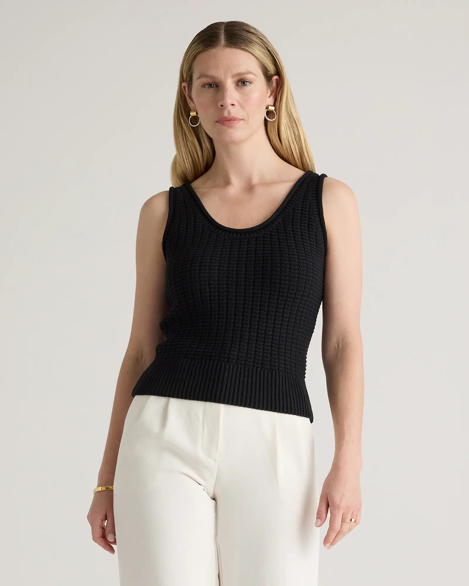 100% Organic Cotton Waffle Cropped Sweater Tank | Quince