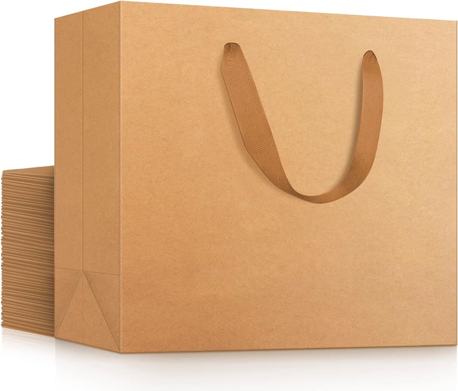 EUSOAR Kraft Paper Gift Wrap Bags, 25pcs Medium 10.6x3.1x8.3" Reusable Sturdy Heavy Duty Shopping... | Amazon (US)